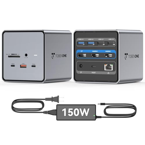 TobenONE USB C Docking Station Dual/Triple Monitors 150W Power Adapter