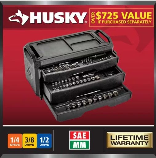 Husky 280-Piece SAE/Metric Mechanics Tool Set with Tool Box Deal
