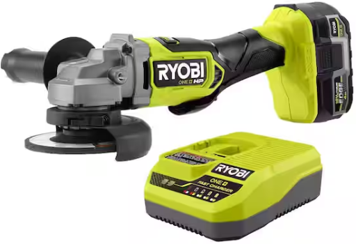 Ryobi ONE+ HP 18V Brushless Cordless Angle Grinder Kit with 4.0 Ah HIGH PERFORMANCE EDGE Battery and Charger