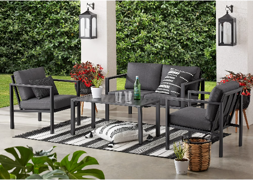 Mainstays Dashwood 4-Piece Outdoor Patio Conversation Set, Seats 4