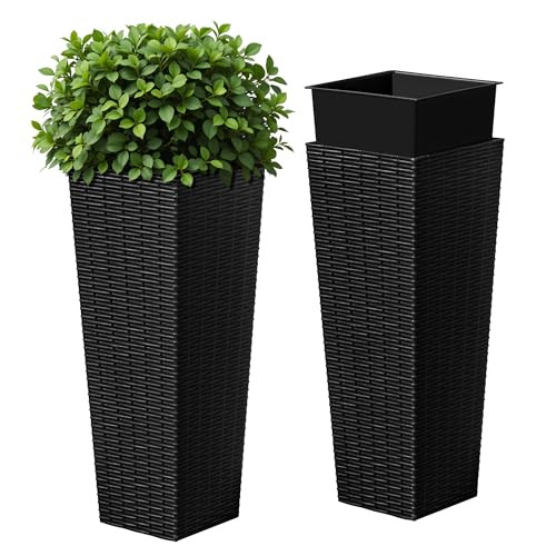 Devoko Resin Tall Planters for Outdoor Plants Set of 2