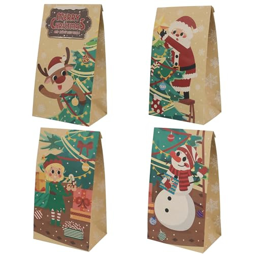 Christmas Treat Bags - 24 Pcs Stickers, Goodie Bags for Parties & Classrooms