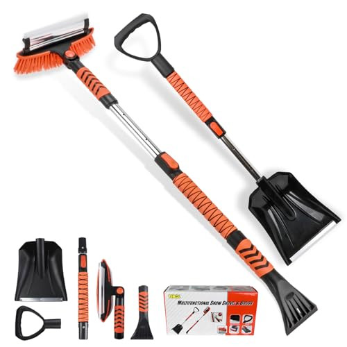 42'' Ice Scraper and Extendable Snow Brush with 180° Pivoting Brush Head