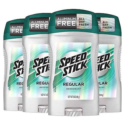 Speed Stick Aluminum Free Men's Deodorant, Regular, 3 Ounce, 4 Pack Deal