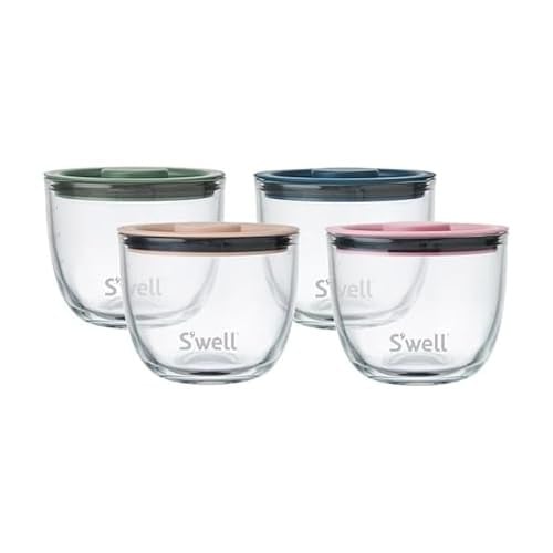 S'well Glass Prep Bowl Set w/ Lids (Vintage Pastels) 4-Pack 12-Ounce Deal