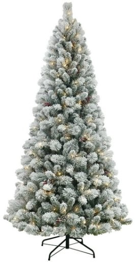 7.5 ft Pre-Lit Flocked Lakewood Spruce Artificial Christmas Tree