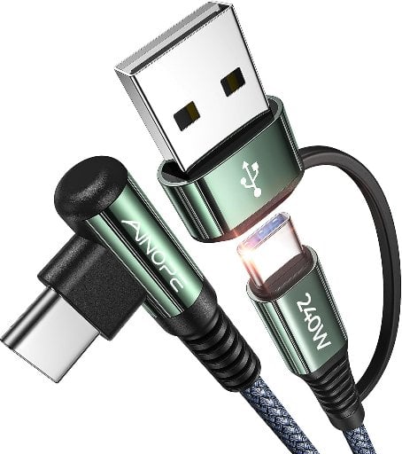 AINOPE 10 FT 240W Right Angle USB C Fast Charging Cable