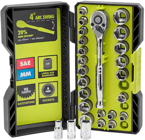 RYOBI 26-Piece 1/4 in. Drive Ratchet and Socket Set