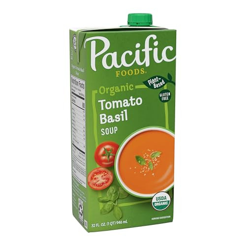 Pacific Foods Plant Based & Gluten Free Organic Tomato Basil Soup, 32 Oz. Carton