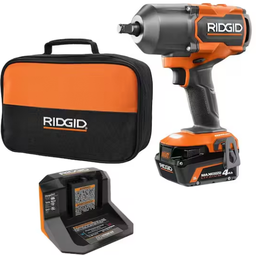 Ridgid 18V Brushless Cordless 4-Mode 1/2 in. High-Torque Impact Wrench Kit with 4.0 Ah Battery