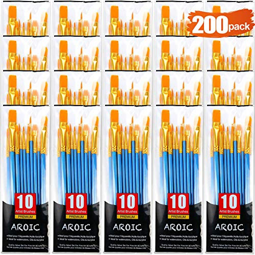 Acrylic Paint Brush Set (20 Packs / 200 pcs)