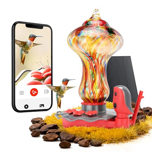 TT Nature Solar Glass Hummingbird Feeder w/camera 