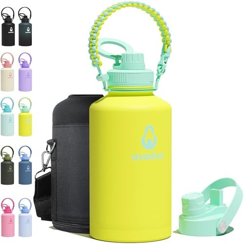 Avodvo 64-Oz Insulated Stainless Steel Water Bottle w/ 2-in-1 Straw/Spout Lid Deal