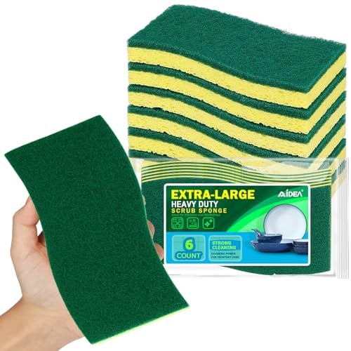 AIDEA XL Scrub Sponges Heavy Duty or Non-Scratch 6-Count Deal