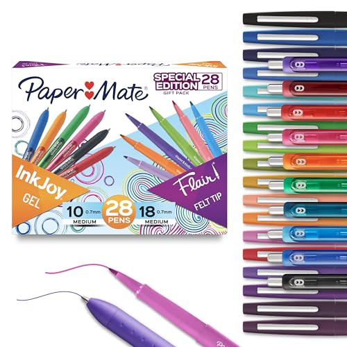 28-Count Paper Mate InkJoy Retractable Gel Flair Felt Tip Pens