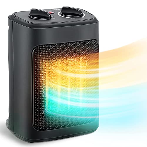 1500W Portable Electric Ceramic Space Heater with Adjustable Thermostat and 4 Modes