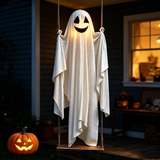 Swinging Ghost Outdoor Decor Halloween Decorations with Light Deal