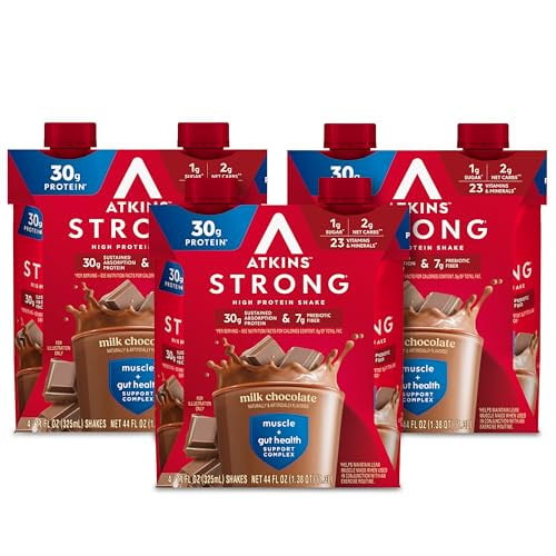 Atkins Strong High Protein Shake, Milk Chocolate, 12 Count