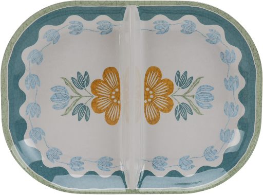 Better Homes and Gardens Bamboo Melamine Divided Floral Serving Tray Deal