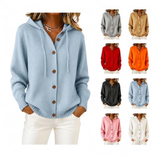 Button Down Texture Hooded Sweaters Deal
