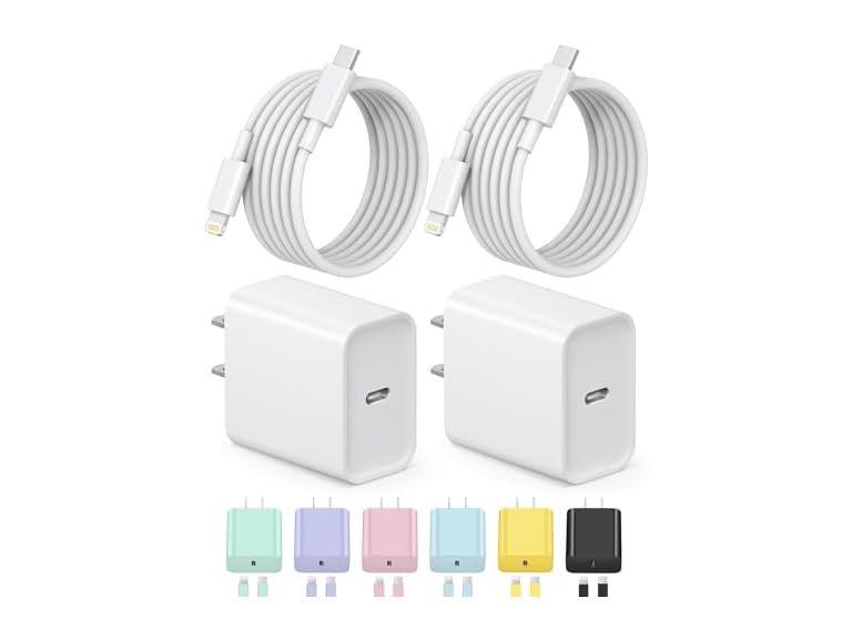 Novobit iPhone Charger Fast Charging (2x 6FT Cable and 2x USB-C Wall Charger)