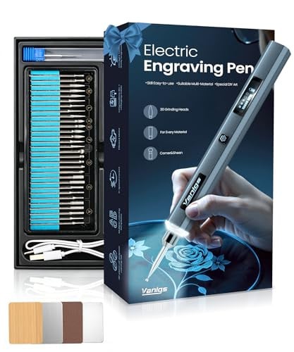 Vanlgs 5-Speed Rechargeable Cordless Engraving Pen Kit w/ 31-Bits