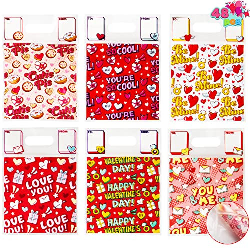 JOYIN 48 Pcs Valentine’s Day Sealing Gift Bag with Handles