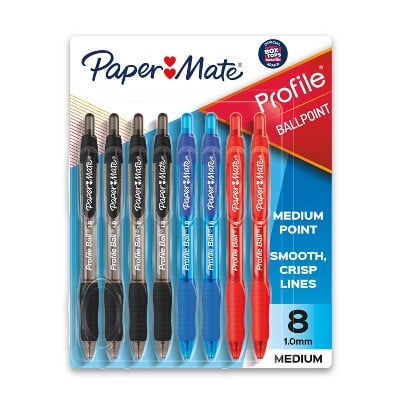 Paper Mate Profile Ballpoint Pens 8-Pack 1.0mm Medium Tip Multicolored Deal