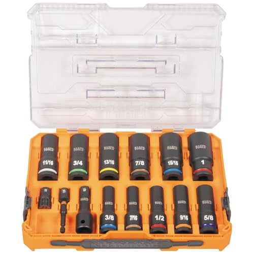 Klein Tools 14-Piece 1/2" Impact Socket Set SAE Deep-Well Deal