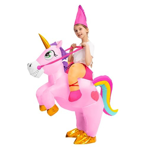 Inflatable Riding Unicorn Costume Kids (Pink, 7-10 Yrs)