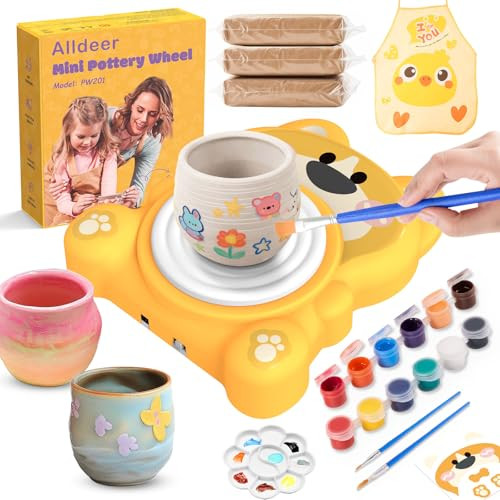Alldeer Complete DIY Pottery Painting Kit w/ Pottery Wheel