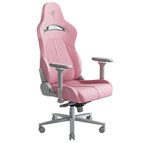 Razer Enki Gaming Chair: All-Day Comfort - Dual-Textured, Eco-Friendly Synthetic Leather - Reactive Seat Tilt & 152-Degree Recline - Pink