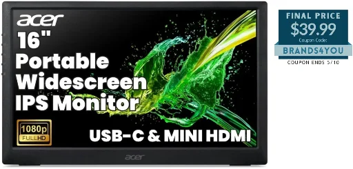 Acer PM161Q 15.6" 1920x1080 60Hz Portable Monitor Deal