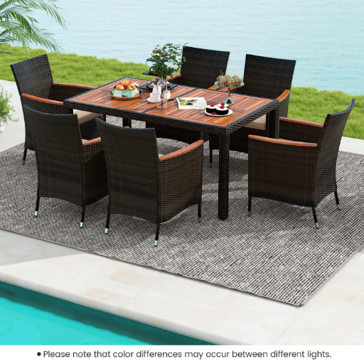 7 Pieces Garden Dining Patio Rattan Set with Cushions Deal