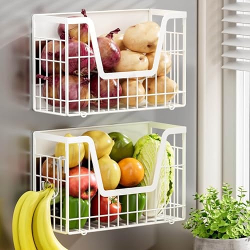 YIWANFW Magnetic Metal Storage Shelves 2-Pack