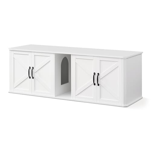 Feandrea Double Cat Litter Box Enclosure Modern Litter Box Furniture