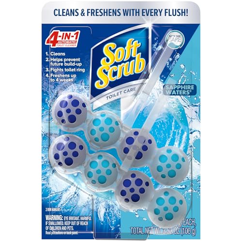 Soft Scrub 4-in-1 Rim Hanger Toilet Bowl Cleaner, Sapphire Waters, 2 Count Deal