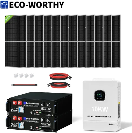 ECO-WORTHY 10KW Output 9.36KWH Off-Grid Home Solar System Complete Kit Deal