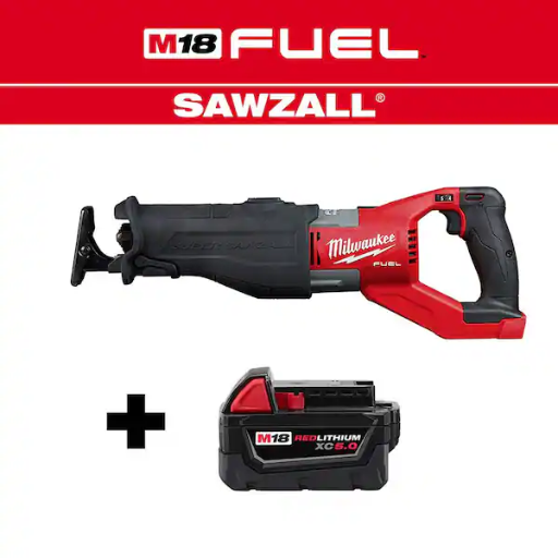 Milwaukee M18 FUEL 18V Brushless Cordless SUPER SAWZALL Orbital Reciprocating Saw with M18 5.0 Ah Battery