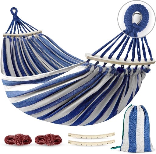Portable Camping Hammock with Two Anti Roll Metal Knot Tree Straps Deal