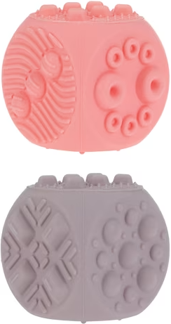 Nuby Silicone Block Poppers Sensory Teether Toy 2-Count (Pink & Purple) Deal