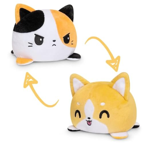 TeeTurtle The Original Reversible Cat + Dog Plushie - Corgi + Calico