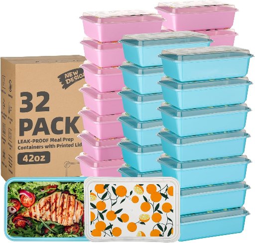 32 Pack 42 oz Meal Prep Reusable Containers