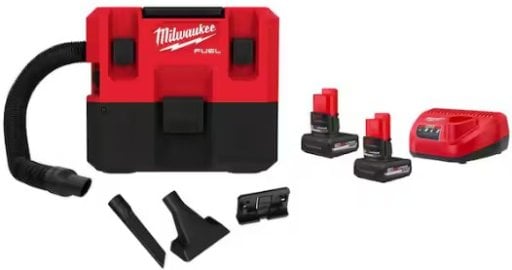 Milwaukee M12 FUEL 1.6 Gal. Wet/Dry Vacuum with (2) M12 High Output 5.0Ah Batteries Deal