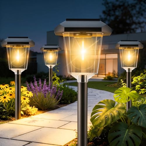 Ruboliy Solar Pathway Warm White LED Lights 16-Pack