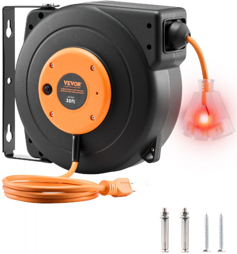VEVOR 30 FT Retractable Extension Cord Reel