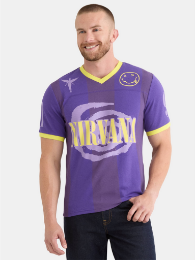 Nirvana Men's and Big Men's Graphic Mesh Football Jersey Style Shirt M-2XL