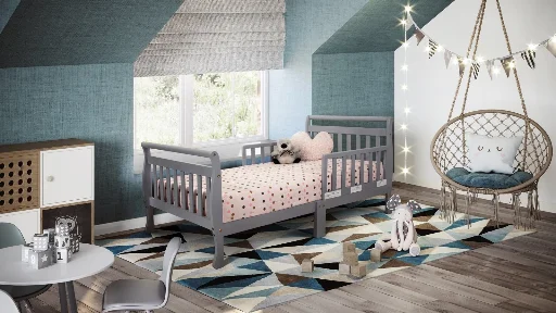 AFG Baby Furniture Anna Classic Sleigh Toddler Bed, Gray Pine Wood, 26 in Height Deal