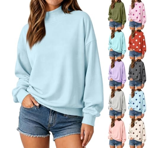 Oversized Mock Neck Sweatshirt Women Deal
