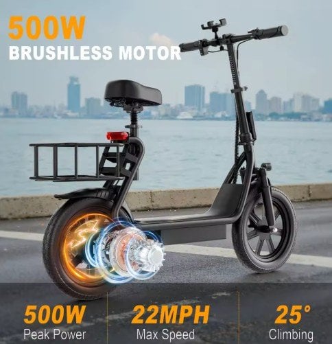 AOVOPRO 14-inch Electric Scooter 500W Motor 48V 10.4Ah Deal